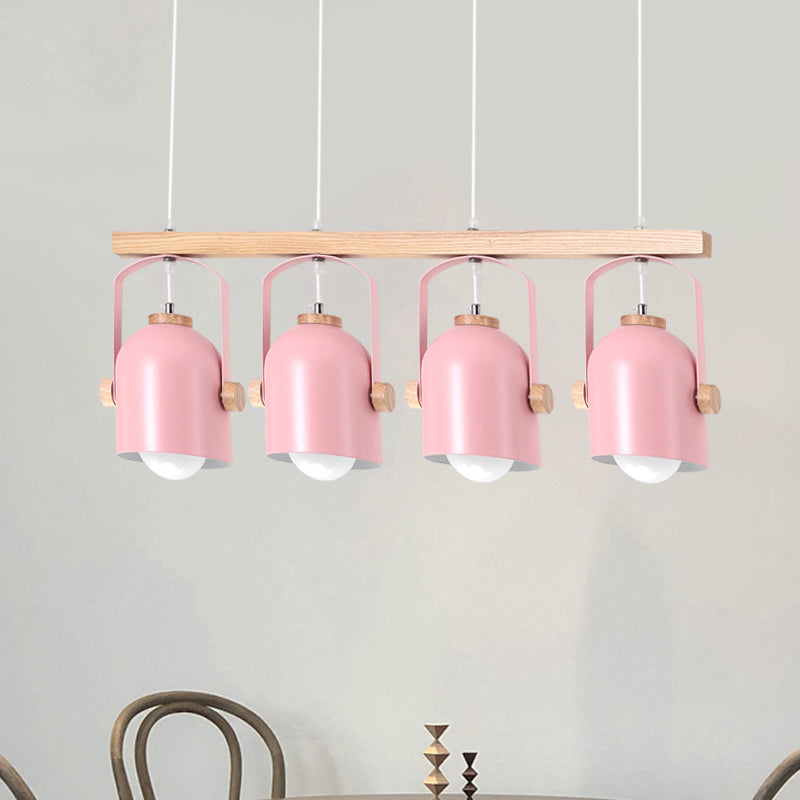 Nordic Style Dome Island Light 3/4 Lights Wooden Chandelier Lighting with Metal Shade Clearhalo 'Ceiling Lights' 'Island Lights' Lighting' 1872870