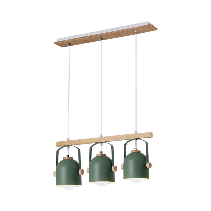 Nordic Style Dome Island Light 3/4 Lights Wooden Chandelier Lighting with Metal Shade Clearhalo 'Ceiling Lights' 'Island Lights' Lighting' 1872881