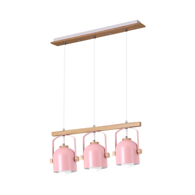 Nordic Style Dome Island Light 3/4 Lights Wooden Chandelier Lighting with Metal Shade Clearhalo 'Ceiling Lights' 'Island Lights' Lighting' 1872884