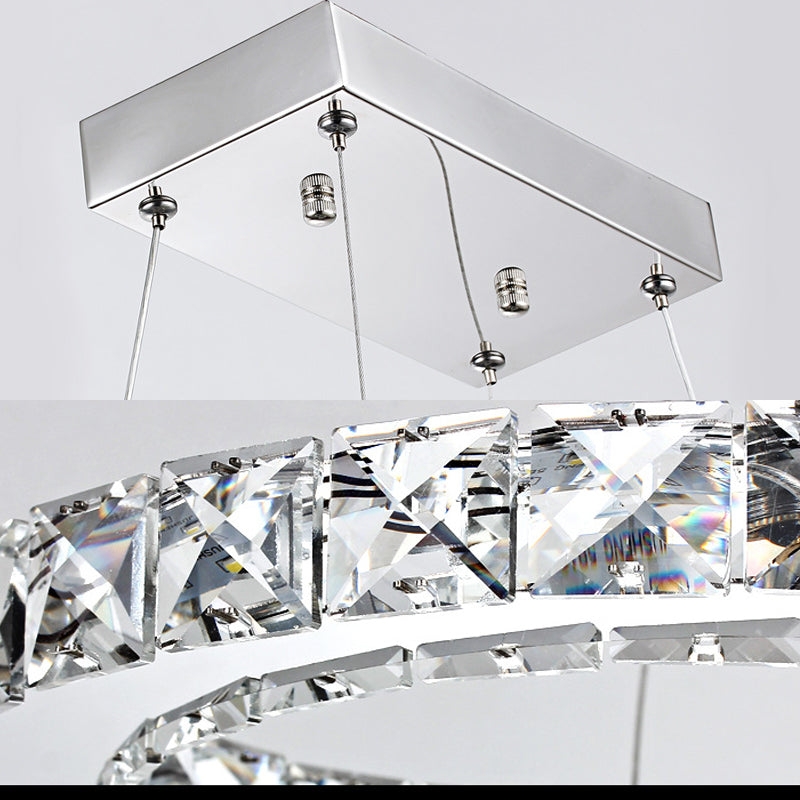 S-Shaped Chandelier Light Modern Style Crystal Chrome LED Hanging Light in Warm/White Light for Kitchen Clearhalo 'Ceiling Lights' 'Chandeliers' 'Modern Chandeliers' 'Modern' Lighting' 187289