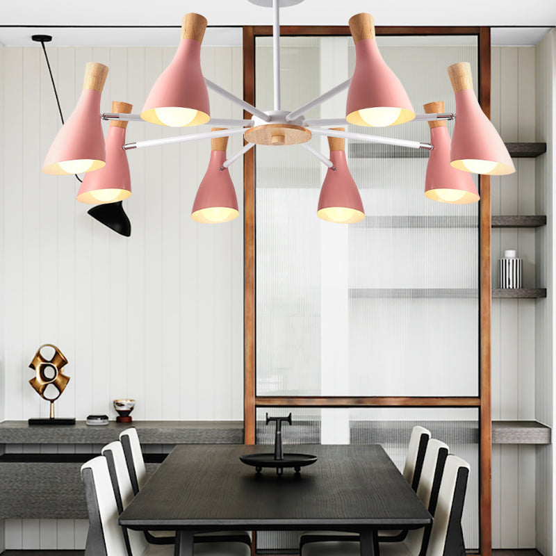 Undertint Bottle Suspension Light 8 Bulbs Macron Modern Metal Chandelier for Hotel Pink Clearhalo 'Ceiling Lights' 'Chandeliers' Lighting' options 187301_f661ad76-18f0-4b17-bba0-e47e20958ea8