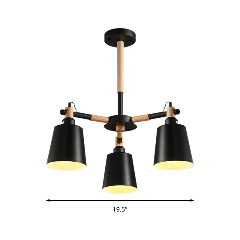 Trapezoid Shade Chandelier Modern Metal & Wood Ceiling Pendant for Child Bedroom Clearhalo 'Ceiling Lights' 'Chandeliers' Lighting' options 187312