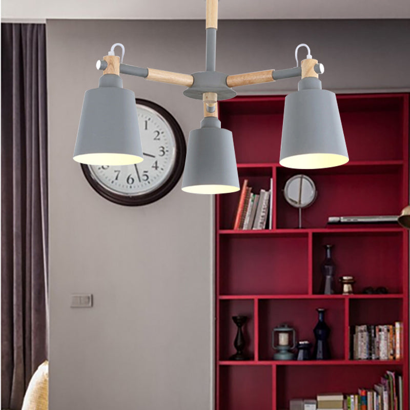 Cloth Shop Bucket Chandelier Metal 3 Lights Nordic Contemporary Hanging Light Clearhalo 'Ceiling Lights' 'Chandeliers' Lighting' options 187319