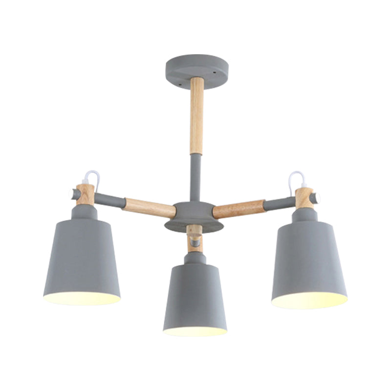 Cloth Shop Bucket Chandelier Metal 3 Lights Nordic Contemporary Hanging Light Clearhalo 'Ceiling Lights' 'Chandeliers' Lighting' options 187321
