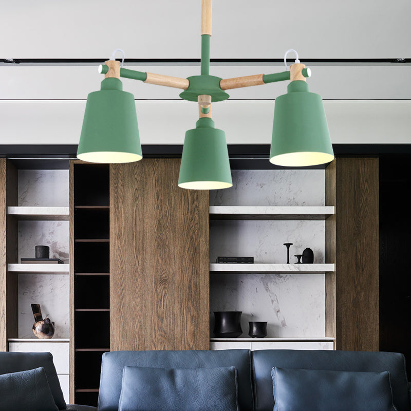Cloth Shop Bucket Chandelier Metal 3 Lights Nordic Contemporary Hanging Light Green Clearhalo 'Ceiling Lights' 'Chandeliers' Lighting' options 187323_c4f7d4b0-20ba-47a3-bc9e-e4c197c20572