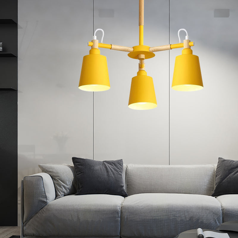 Cloth Shop Bucket Chandelier Metal 3 Lights Nordic Contemporary Hanging Light Clearhalo 'Ceiling Lights' 'Chandeliers' Lighting' options 187327