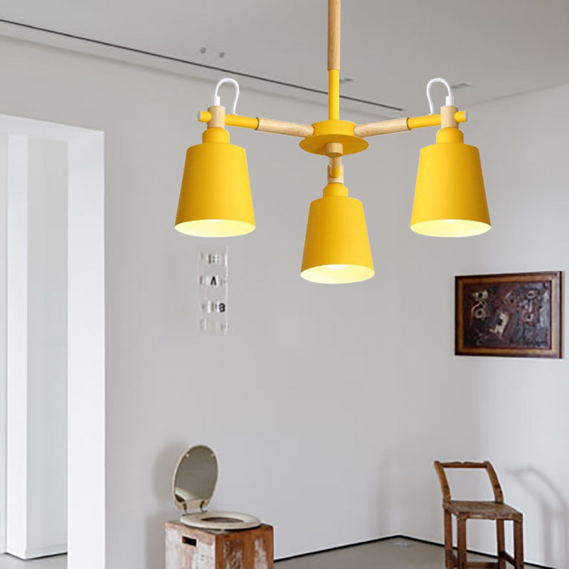 Cloth Shop Bucket Chandelier Metal 3 Lights Nordic Contemporary Hanging Light Clearhalo 'Ceiling Lights' 'Chandeliers' Lighting' options 187328
