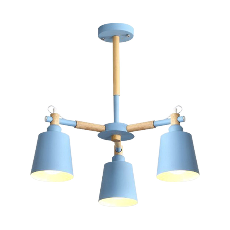 Cloth Shop Bucket Chandelier Metal 3 Lights Nordic Contemporary Hanging Light Clearhalo 'Ceiling Lights' 'Chandeliers' Lighting' options 187332