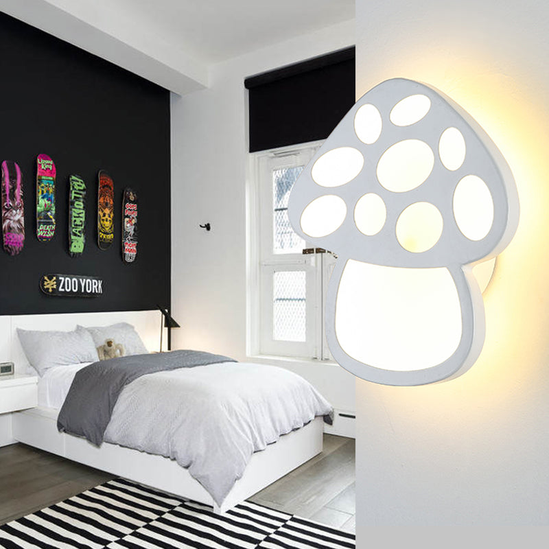 Kids Slim Mushroom Wall Light Acrylic White LED Wall Lamp for Foyer Bathroom Clearhalo 'Wall Lamps & Sconces' 'Wall Lights' Lighting' 187435