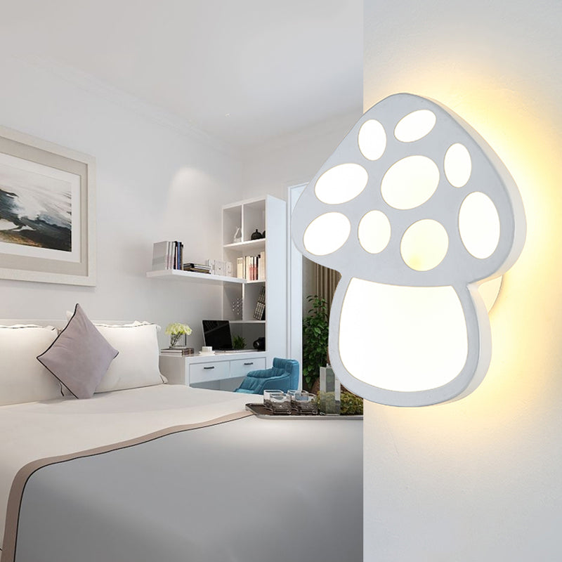 Kids Slim Mushroom Wall Light Acrylic White LED Wall Lamp for Foyer Bathroom Clearhalo 'Wall Lamps & Sconces' 'Wall Lights' Lighting' 187437