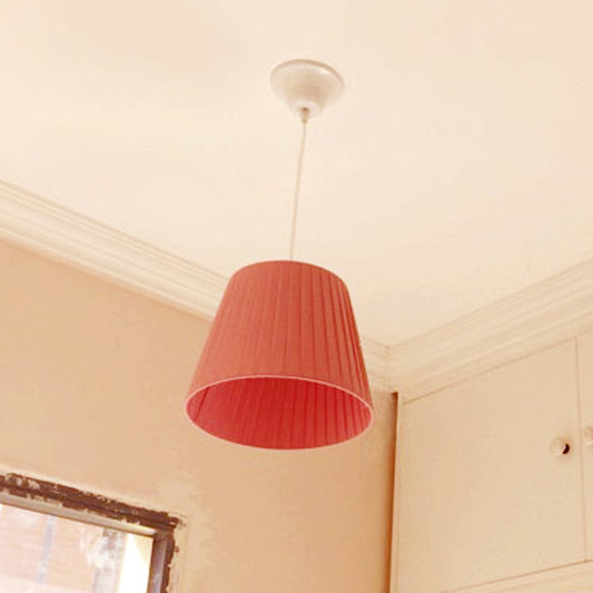 1 Light Fold Bucket Pendant Light Nordic Style Fabric Hanging Lamp for Hotel Bedroom Clearhalo 'Ceiling Lights' 'Pendant Lights' 'Pendants' Lighting' 187444