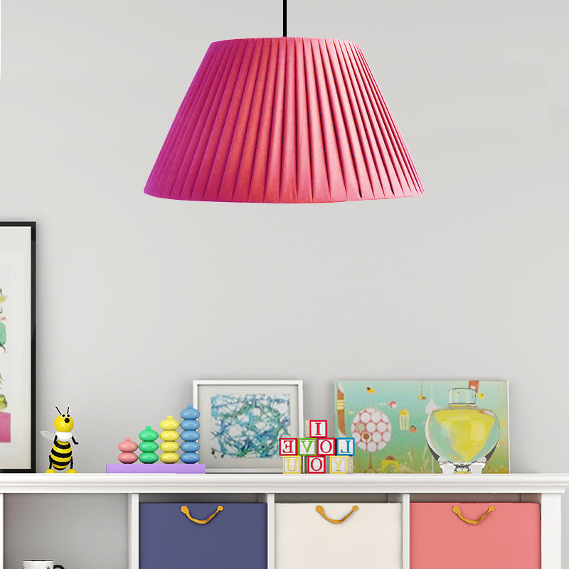 Kids Fold Tapered Shade Hanging Light Fabric One Light Pendant Lamp for Girls Bedroom Clearhalo 'Ceiling Lights' 'Pendant Lights' 'Pendants' Lighting' 187452