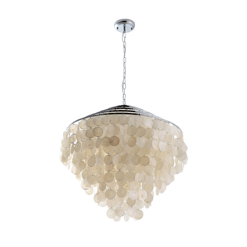 Waterfall Chandelier Light Fixture Modernism Shell 4 Lights Hanging Ceiling Light in White Clearhalo 'Ceiling Lights' 'Chandeliers' 'Modern Chandeliers' 'Modern' Lighting' 187480