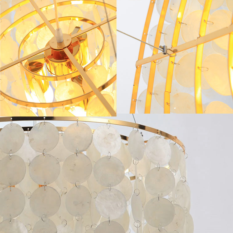 Waterfall Chandelier Light Fixture Modernism Shell 4 Lights Hanging Ceiling Light in White Clearhalo 'Ceiling Lights' 'Chandeliers' 'Modern Chandeliers' 'Modern' Lighting' 187482