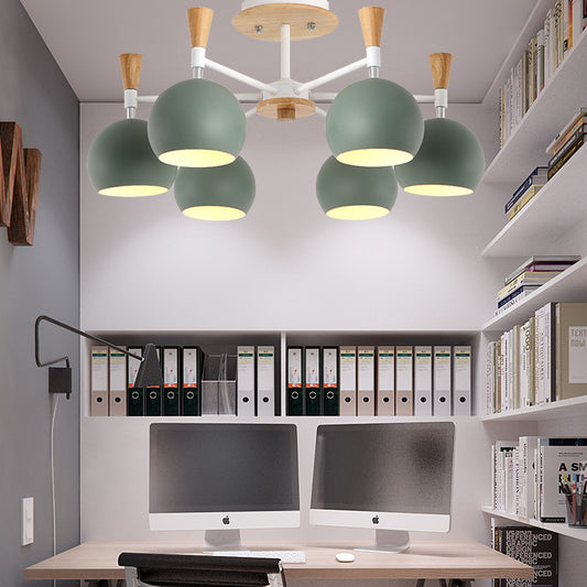 Nordic Stylish Suspension Light Globe Shade Six Lights Metal Chandelier for Study Room Clearhalo 'Ceiling Lights' 'Chandeliers' Lighting' options 187513