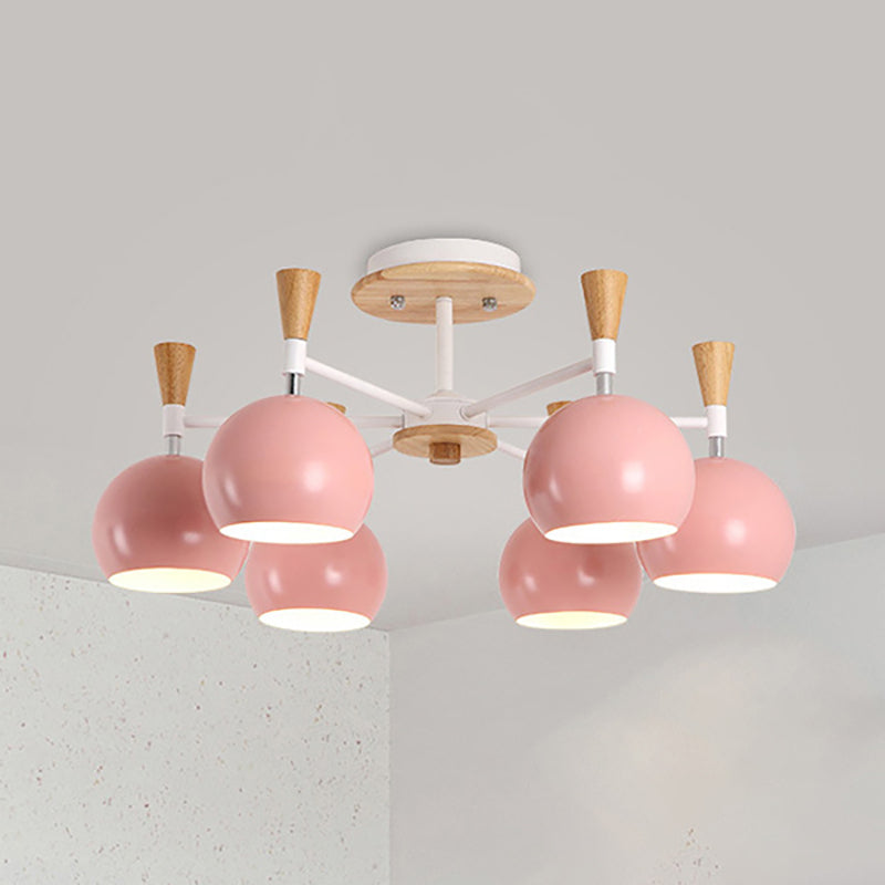 Nordic Stylish Suspension Light Globe Shade Six Lights Metal Chandelier for Study Room Clearhalo 'Ceiling Lights' 'Chandeliers' Lighting' options 187516