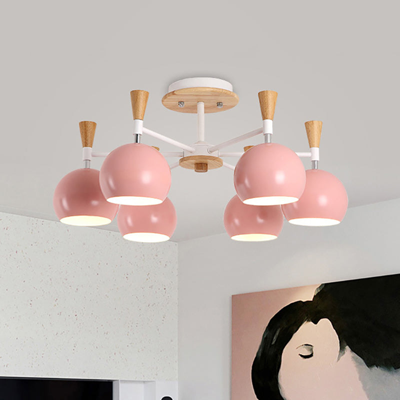Nordic Stylish Suspension Light Globe Shade Six Lights Metal Chandelier for Study Room Clearhalo 'Ceiling Lights' 'Chandeliers' Lighting' options 187517