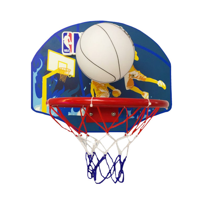 Sport Multi-Color Wall Lamp Basketball 1 Head Glass Sconce Light with Basketball Hoop for Boys Bedroom Clearhalo 'Wall Lamps & Sconces' 'Wall Lights' Lighting' 187545