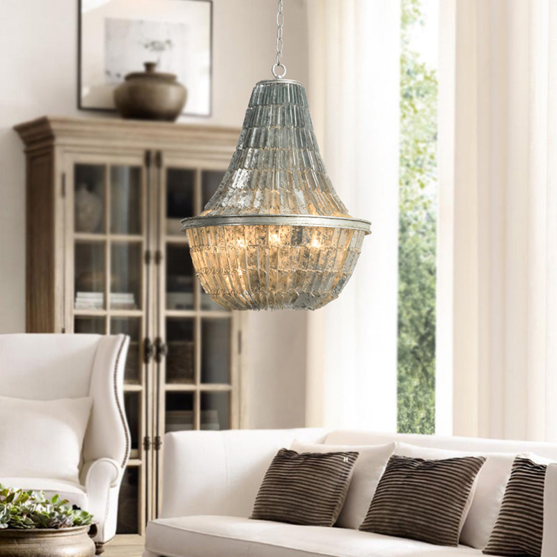 Teardrop Chandelier Light Fixture Modernism Shell 3 Lights Pendant Light Fixture in Silver Silver Clearhalo 'Ceiling Lights' 'Chandeliers' 'Modern Chandeliers' 'Modern' Lighting' 187577