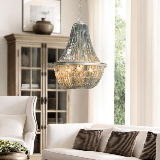 Teardrop Chandelier Light Fixture Modernism Shell 3 Lights Pendant Light Fixture in Silver Silver Clearhalo 'Ceiling Lights' 'Chandeliers' 'Modern Chandeliers' 'Modern' Lighting' 187577