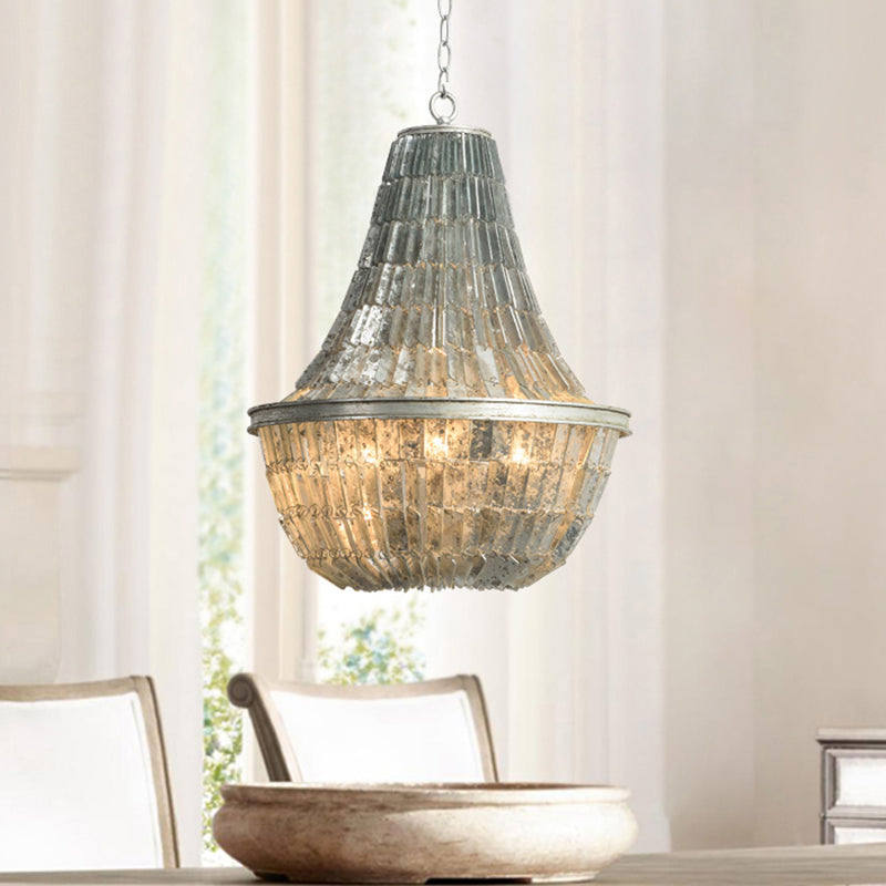 Teardrop Chandelier Light Fixture Modernism Shell 3 Lights Pendant Light Fixture in Silver Clearhalo 'Ceiling Lights' 'Chandeliers' 'Modern Chandeliers' 'Modern' Lighting' 187578