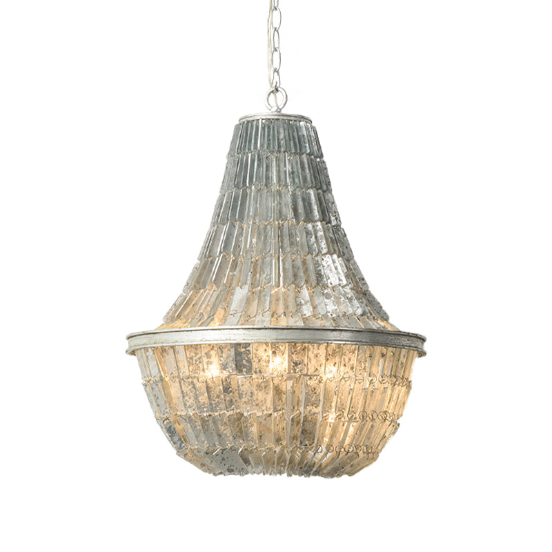 Teardrop Chandelier Light Fixture Modernism Shell 3 Lights Pendant Light Fixture in Silver Clearhalo 'Ceiling Lights' 'Chandeliers' 'Modern Chandeliers' 'Modern' Lighting' 187579