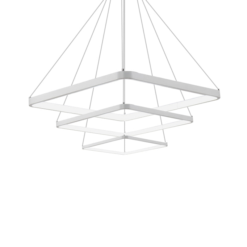 Square Chandelier Pendant Modernism Acrylic 1/2/3-Head Bedroom Ceiling Lighting Fixture in Warm/White/Natural Light Clearhalo 'Ceiling Lights' 'Chandeliers' 'Modern Chandeliers' 'Modern' Lighting' 187637