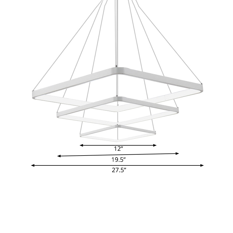 Square Chandelier Pendant Modernism Acrylic 1/2/3-Head Bedroom Ceiling Lighting Fixture in Warm/White/Natural Light Clearhalo 'Ceiling Lights' 'Chandeliers' 'Modern Chandeliers' 'Modern' Lighting' 187638