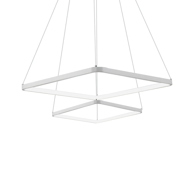 Square Chandelier Pendant Modernism Acrylic 1/2/3-Head Bedroom Ceiling Lighting Fixture in Warm/White/Natural Light Clearhalo 'Ceiling Lights' 'Chandeliers' 'Modern Chandeliers' 'Modern' Lighting' 187641