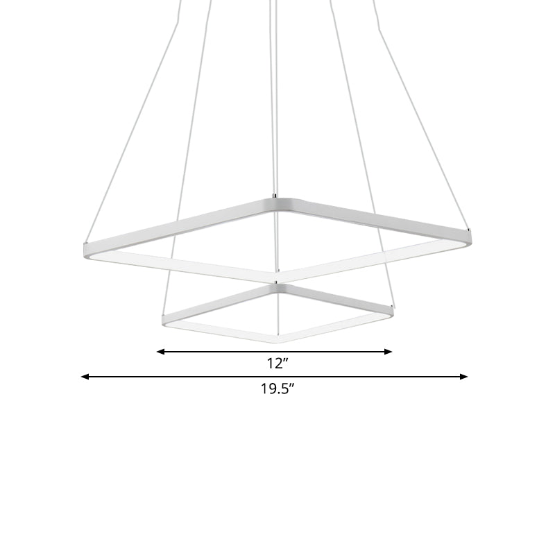 Square Chandelier Pendant Modernism Acrylic 1/2/3-Head Bedroom Ceiling Lighting Fixture in Warm/White/Natural Light Clearhalo 'Ceiling Lights' 'Chandeliers' 'Modern Chandeliers' 'Modern' Lighting' 187642