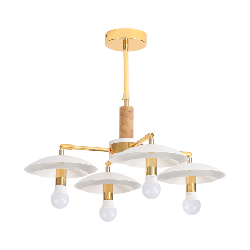 2 Tiers Hemishpere Hanging Light Simple Style Metal 4/6 Lights White Chandelier Light for Living Room Clearhalo 'Ceiling Lights' 'Chandeliers' 'Modern Chandeliers' 'Modern' Lighting' 187680