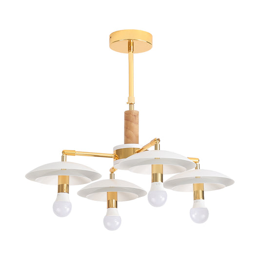 2 Tiers Hemishpere Hanging Light Simple Style Metal 4/6 Lights White Chandelier Light for Living Room Clearhalo 'Ceiling Lights' 'Chandeliers' 'Modern Chandeliers' 'Modern' Lighting' 187680