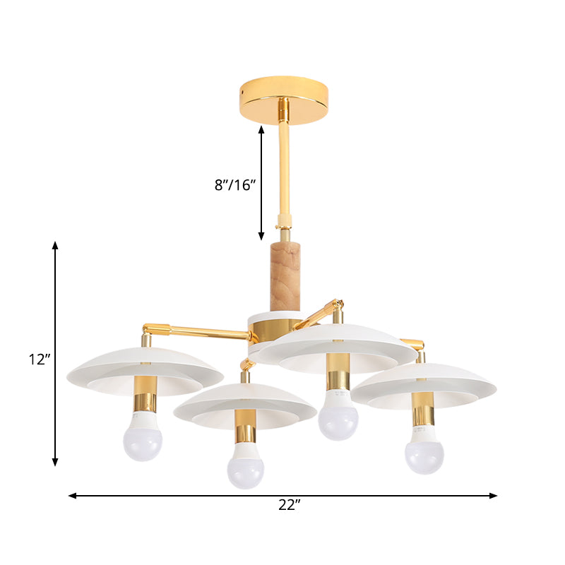 2 Tiers Hemishpere Hanging Light Simple Style Metal 4/6 Lights White Chandelier Light for Living Room Clearhalo 'Ceiling Lights' 'Chandeliers' 'Modern Chandeliers' 'Modern' Lighting' 187681