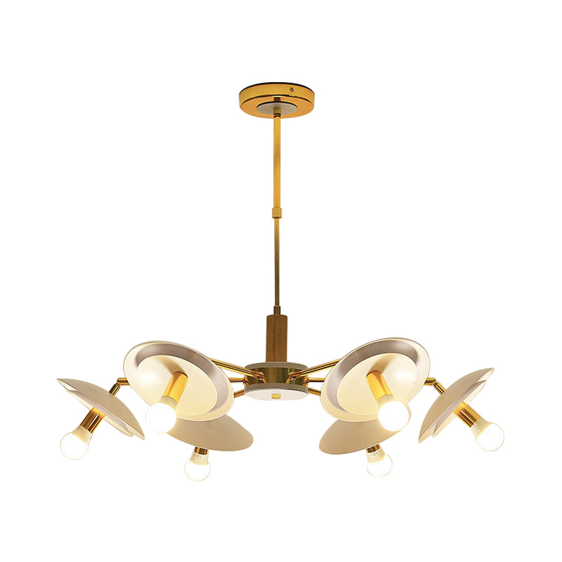 2 Tiers Hemishpere Hanging Light Simple Style Metal 4/6 Lights White Chandelier Light for Living Room Clearhalo 'Ceiling Lights' 'Chandeliers' 'Modern Chandeliers' 'Modern' Lighting' 187684