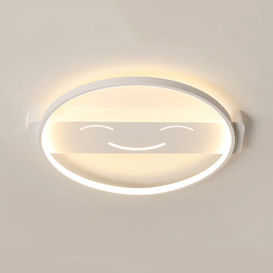 Acrylic Smiling Face Ceiling Lamp Contemporary Flush Mount Light in White for Dining Room Clearhalo 'Ceiling Lights' 'Close To Ceiling Lights' 'Close to ceiling' 'Flush mount' Lighting' 187889