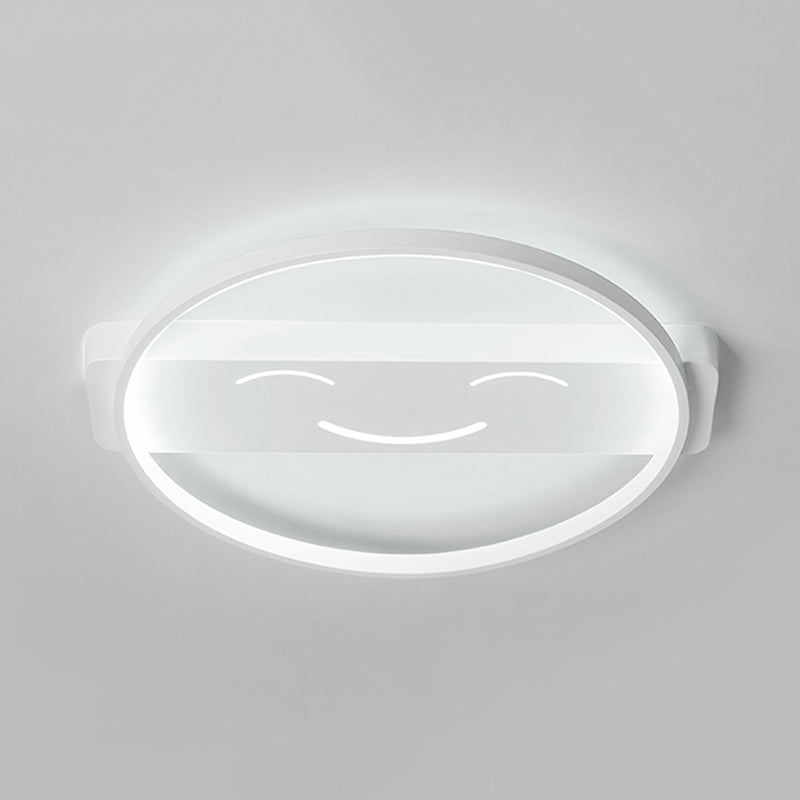 Acrylic Smiling Face Ceiling Lamp Contemporary Flush Mount Light in White for Dining Room White White Clearhalo 'Ceiling Lights' 'Close To Ceiling Lights' 'Close to ceiling' 'Flush mount' Lighting' 187890