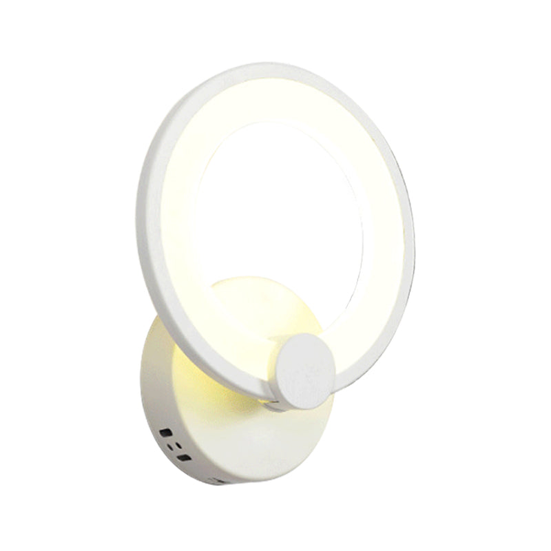 Nordic Style White Wall Light with Ring Acrylic LED Wall Sconce for Bathroom Hallway Clearhalo 'Wall Lamps & Sconces' 'Wall Lights' Lighting' 187907