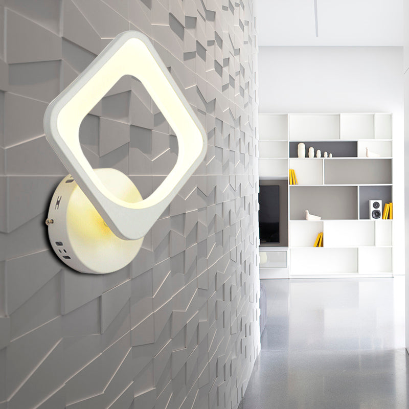 Square Shaped Wall Light Simple Style Acrylic Sconce Light in White for Stair Corridor Clearhalo 'Wall Lamps & Sconces' 'Wall Lights' Lighting' 187916