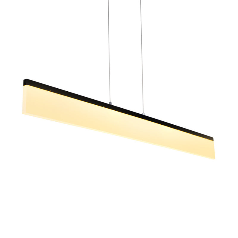 LED Office Pendant Light with Linear Acrylic Shade Black/Gold Ceiling Lamp over Table in Warm/White/Natural Light, 39"/47" Wide Clearhalo 'Ceiling Lights' 'Modern Pendants' 'Modern' 'Pendant Lights' 'Pendants' Lighting' 187971