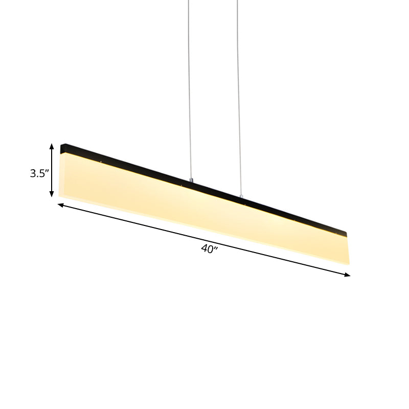 LED Office Pendant Light with Linear Acrylic Shade Black/Gold Ceiling Lamp over Table in Warm/White/Natural Light, 39"/47" Wide Clearhalo 'Ceiling Lights' 'Modern Pendants' 'Modern' 'Pendant Lights' 'Pendants' Lighting' 187972