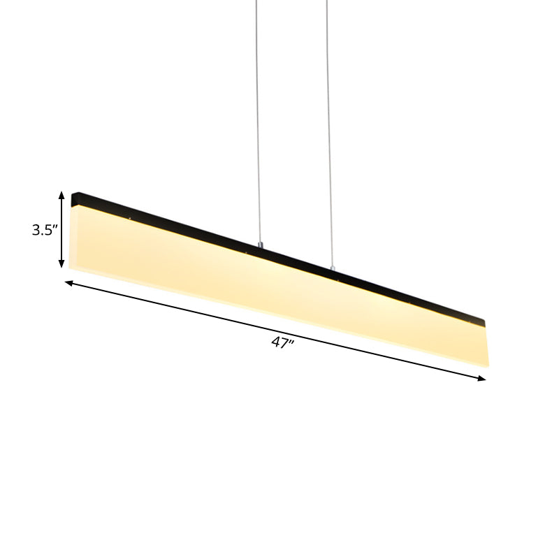 LED Office Pendant Light with Linear Acrylic Shade Black/Gold Ceiling Lamp over Table in Warm/White/Natural Light, 39"/47" Wide Clearhalo 'Ceiling Lights' 'Modern Pendants' 'Modern' 'Pendant Lights' 'Pendants' Lighting' 187973