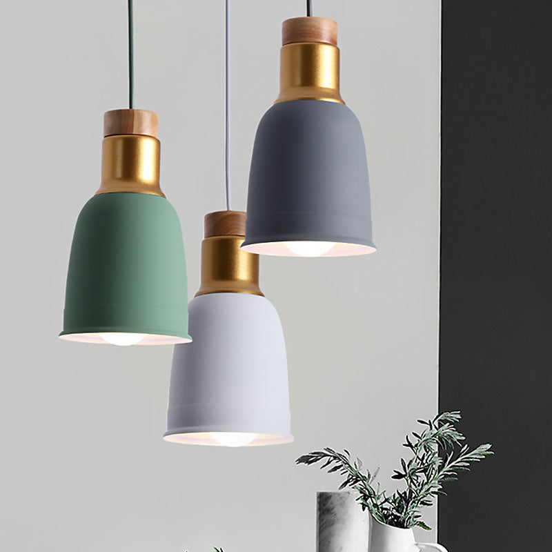 Bell Hanging Lighting Nordic Metal 1 Light Black/Grey/White Pendant Ceiling Light Clearhalo 'Ceiling Lights' 'Modern Pendants' 'Modern' 'Pendant Lights' 'Pendants' Lighting' 187985