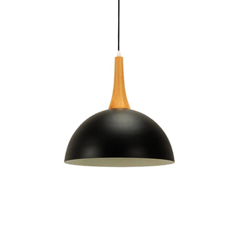 1 Light Dome Hanging Light Black/White Modern Stylish Metal Hanging Lamp for Meeting Room Market Clearhalo 'Ceiling Lights' 'Modern Pendants' 'Modern' 'Pendant Lights' 'Pendants' Lighting' 188030