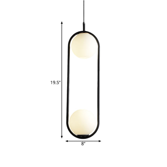 Globe Pendant Lighting Modern White Glass 1/2 Lights Black/Gold Hanging Ceiling Lamp for Bedroom Clearhalo 'Ceiling Lights' 'Glass shade' 'Glass' 'Iluminaci��n' 'L��mparas Colgantes' 'L��mparas de Techo' 'Modern Pendants' 'Modern' 'Pendant Lights' 'Pendants' Hogar' Lighting' 188084