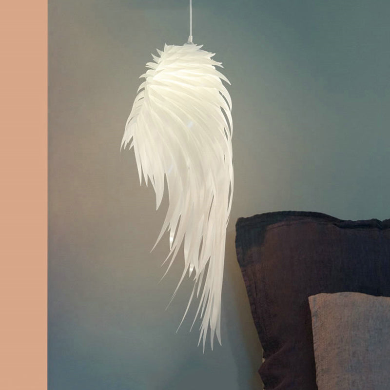 Modern Stylish Pendant Light Feather White Suspension Light for Hotel Child Bedroom Clearhalo 'Ceiling Lights' 'Pendant Lights' 'Pendants' Lighting' 188094