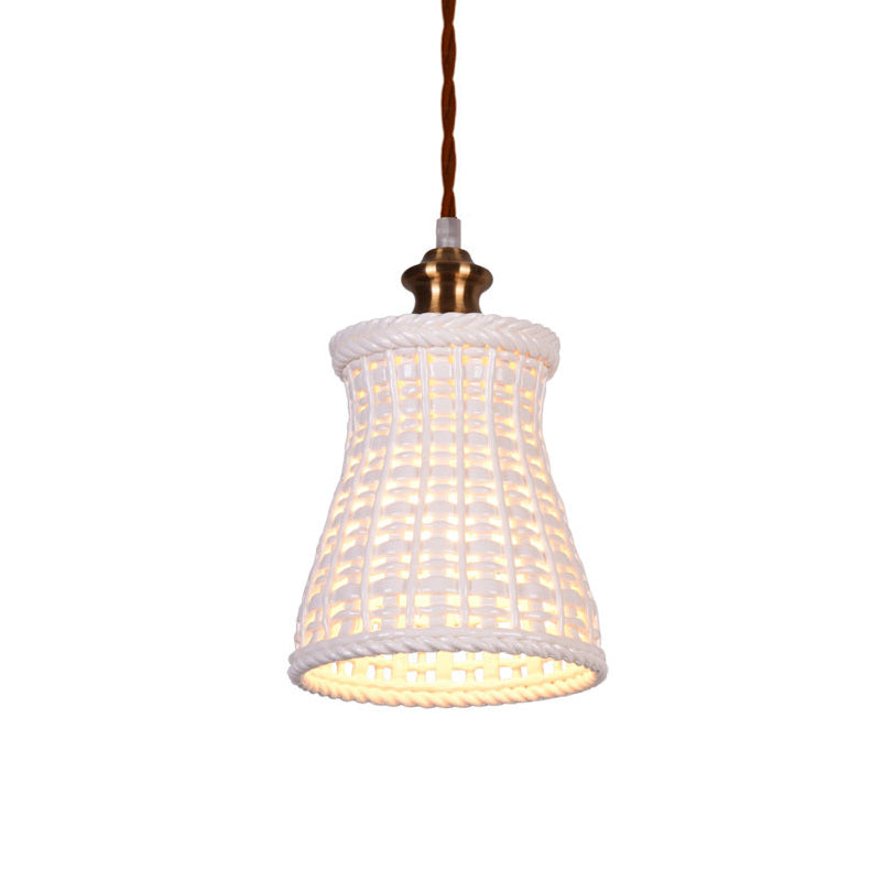 Modern Curved Basket Hanging Light Ceramics 1 Head Ceiling Pendant for Dining Table Clearhalo 'Ceiling Lights' 'Pendant Lights' 'Pendants' Lighting' 188171