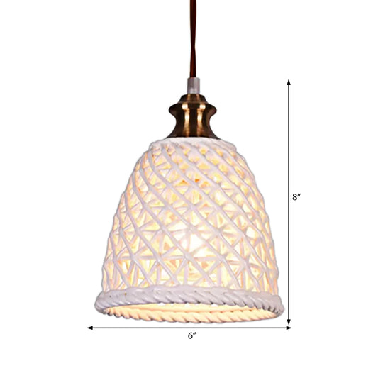 Modern Stylish Pendant Lamp Domed Basket 1 Head Ceramics Hanging Light for Restaurant Clearhalo 'Ceiling Lights' 'Pendant Lights' 'Pendants' Lighting' 188178