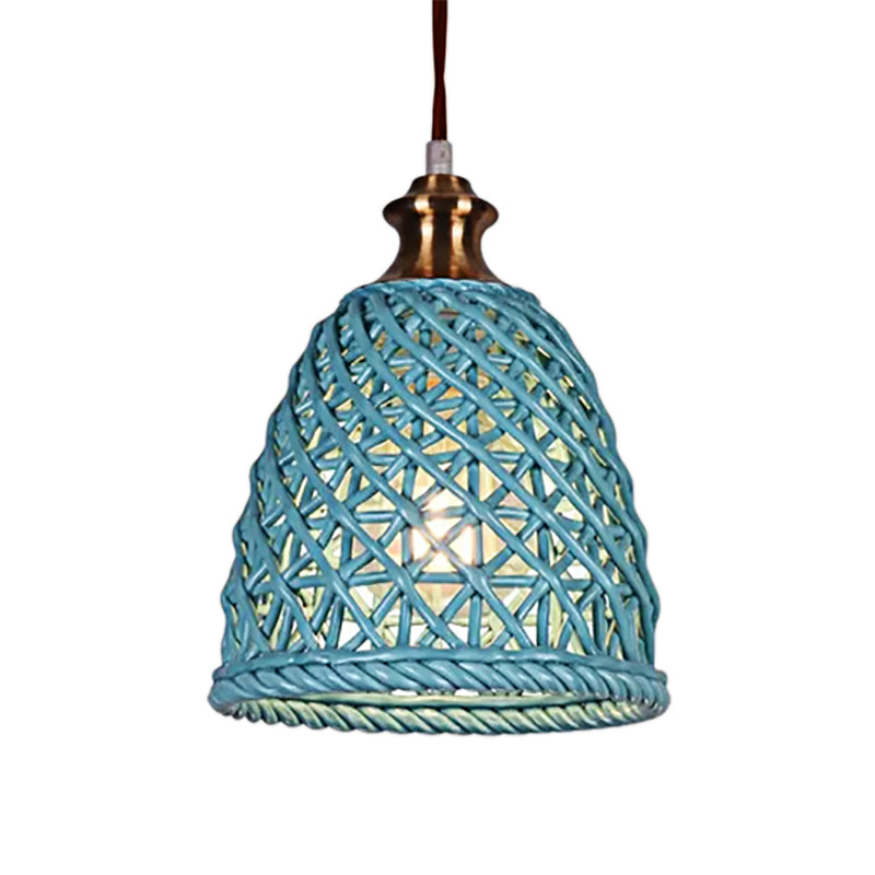 Modern Stylish Pendant Lamp Domed Basket 1 Head Ceramics Hanging Light for Restaurant Clearhalo 'Ceiling Lights' 'Pendant Lights' 'Pendants' Lighting' 188181