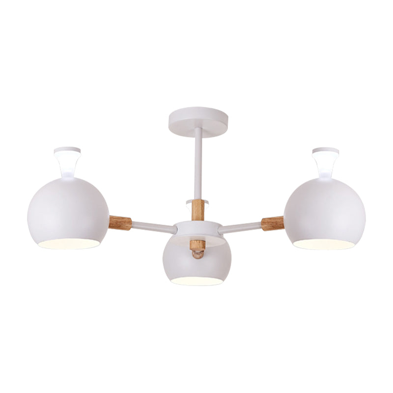 Macaron Modern Globe Chandelier Three Lights Metal Hanging Light for Dining Table Clearhalo 'Ceiling Lights' 'Chandeliers' Lighting' options 188192