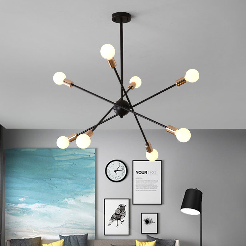 Metal Line Spark Chandelier Contemporary Pendant Light for Kitchen Dining Room 8 Black Clearhalo 'Ceiling Lights' 'Chandeliers' 'Modern Chandeliers' 'Modern' Lighting' 188201